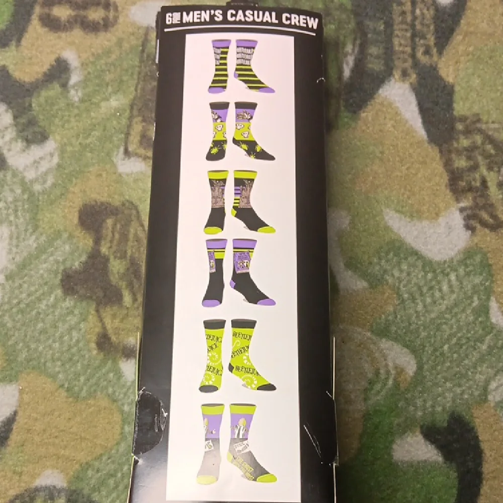 Beetlejuice Size 6-12 Men's Casual Crew Socks 6 Pack - Picture 3 of 4